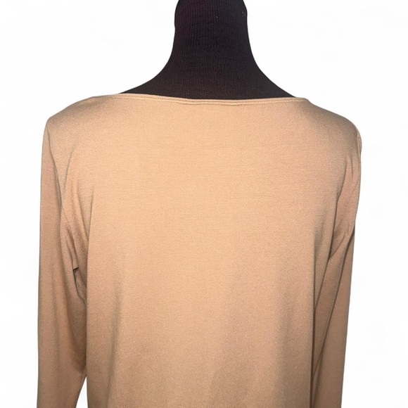Eileen Fisher Ballet Neck 3/4 Sleeve Viscose Jersey Knit Top Camel Tan Sz S NWT - Picture 5 of 8